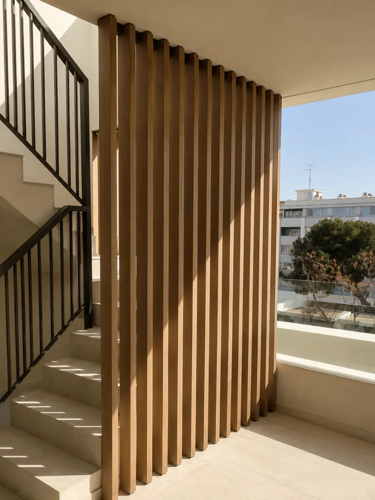 Fachada de vivienda con sistema de protección solar realizada por Novaltec